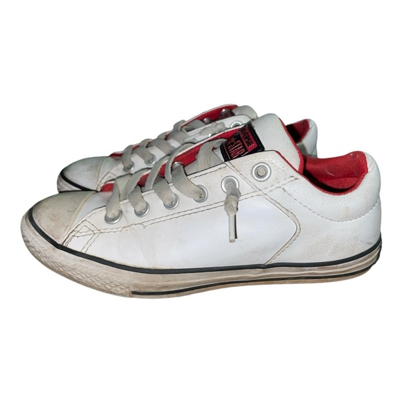 Kids White Converse Synthetic Leather Slip on No Tie Shoes Youth Size 5 - Picture 5 of 11